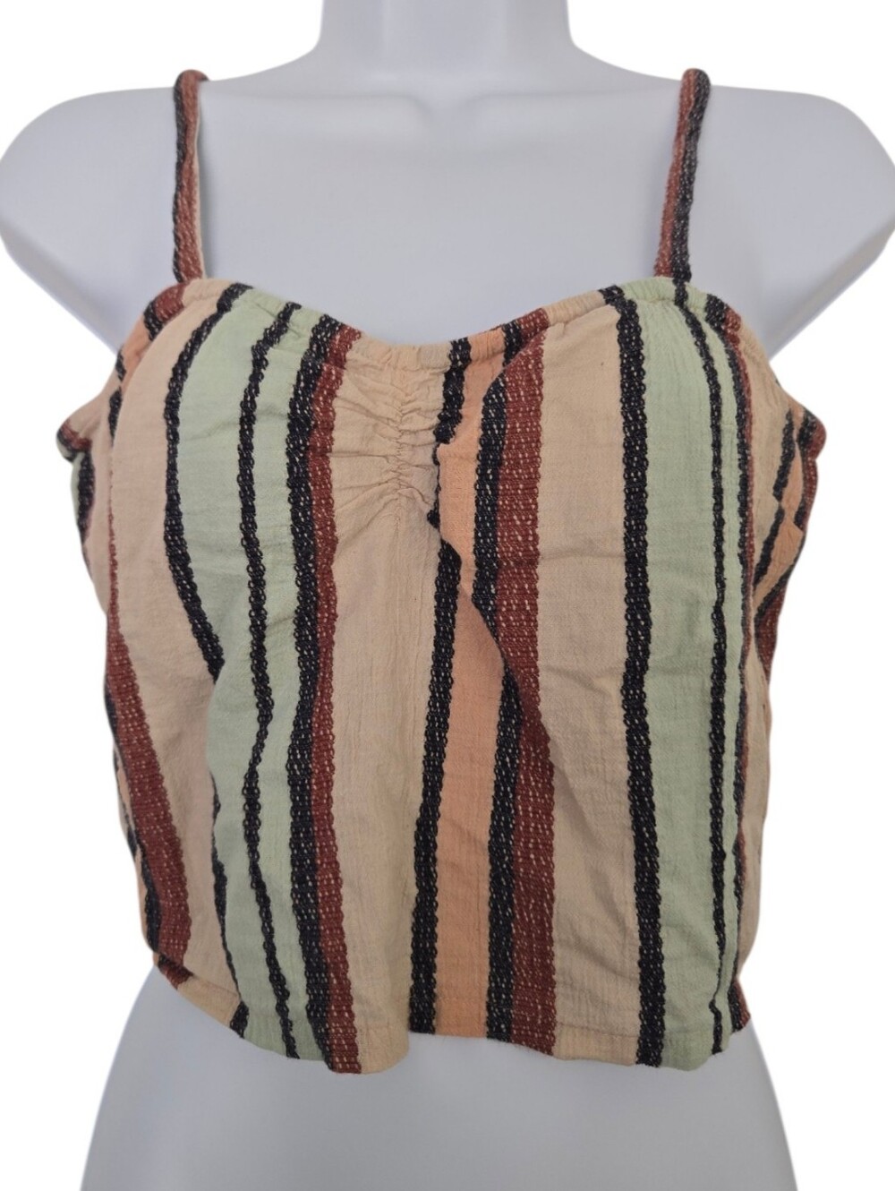 🌿 ANGIE Boho Striped Cropped Cami Tank Top – Size Medium
